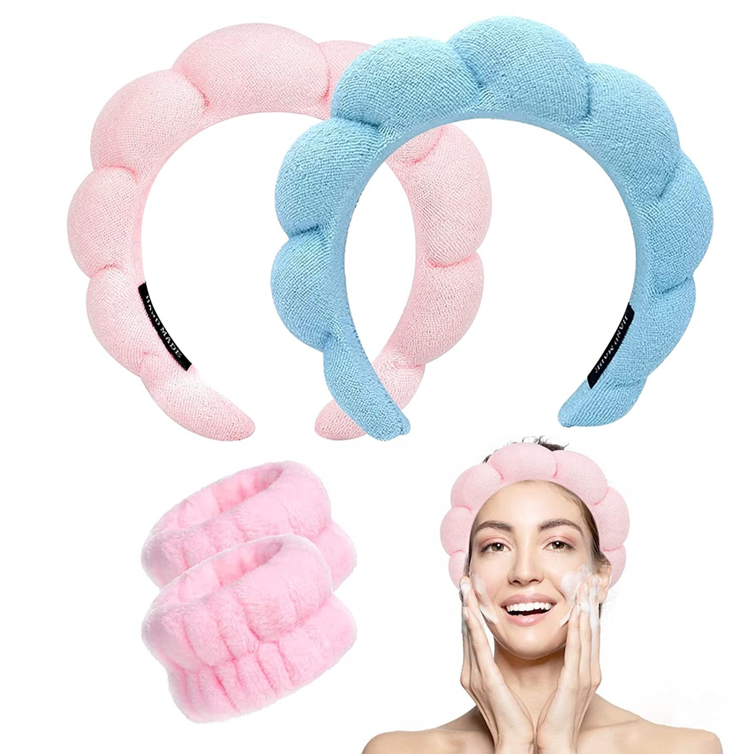 Sponge Spa Headband for Washing Face, 2 Pack Makeup Headbands for Women Girls, Wash Spa Yoga Spor... | Amazon (US)