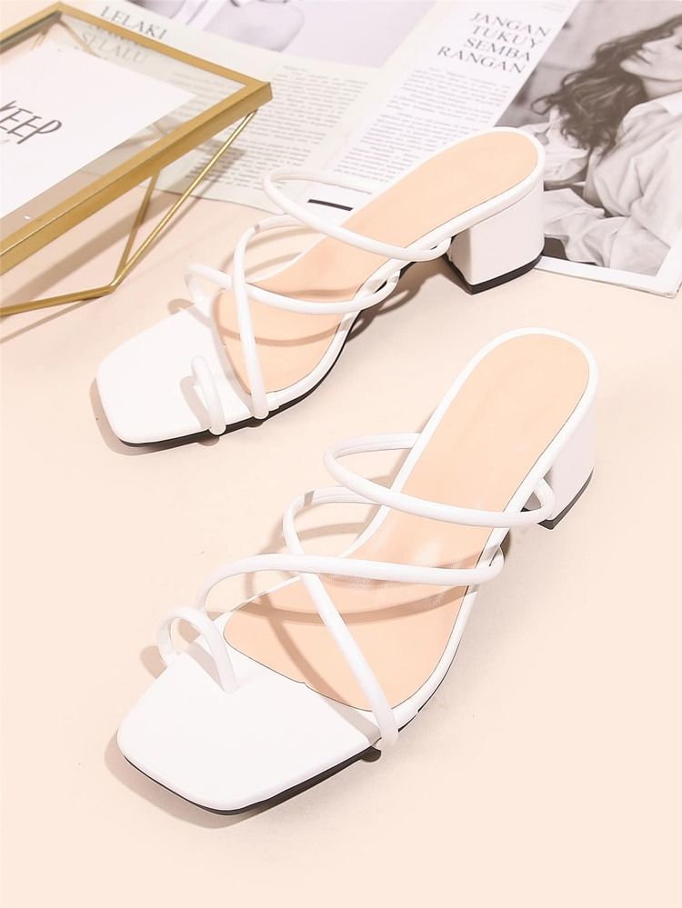 Toe Ring Design Chunky Heeled Thong Sandals | SHEIN