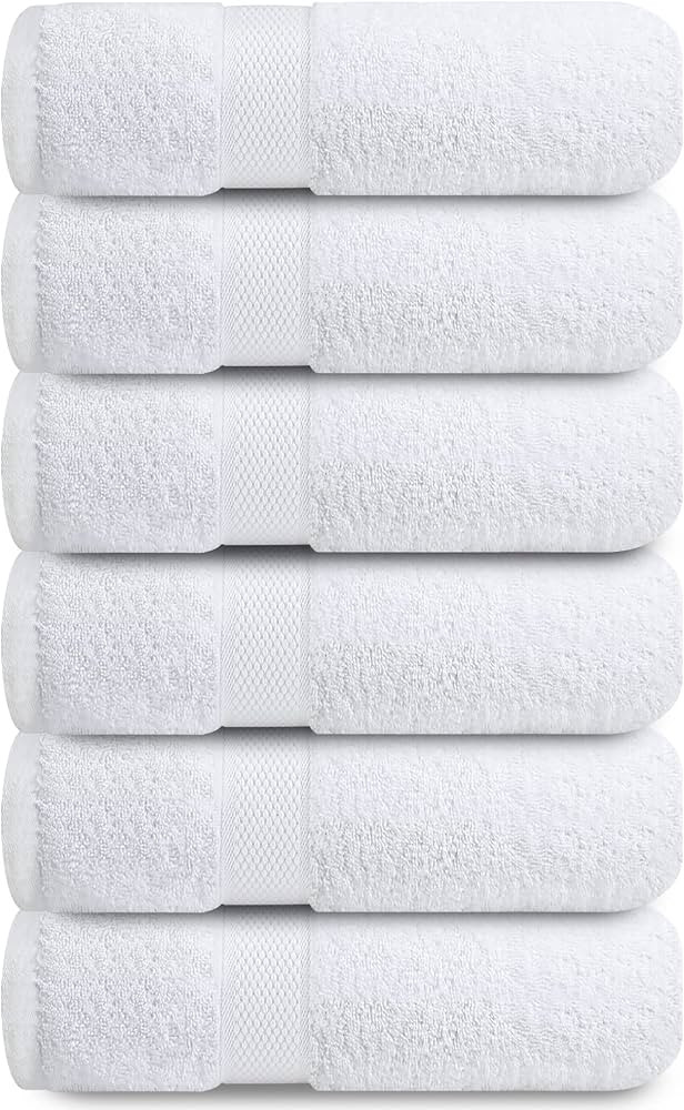 Infinitee Xclusives White Hand Towels for Bathroom - Set of 6 (16x28 inches) 600 GSM, 100% Cotton... | Amazon (US)
