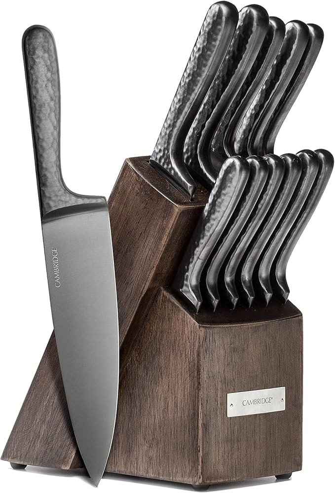 Cambridge Silversmiths Nero Cutlery Set with Block, Stainless Steel,12-Piece | Amazon (US)