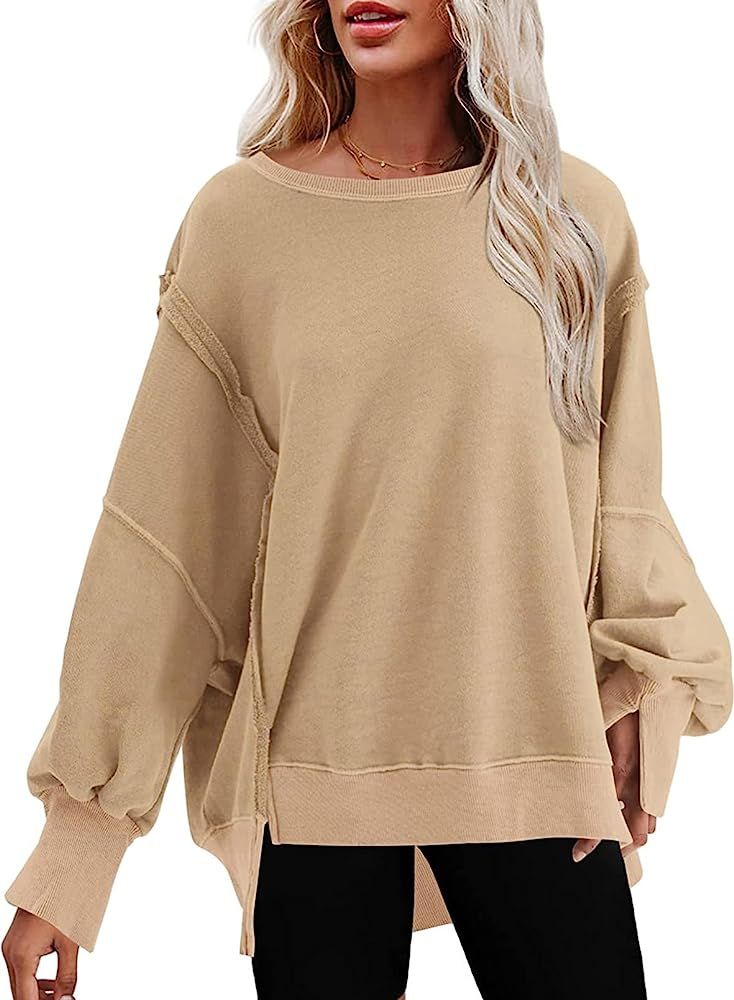 SHEWIN Sweatshirt for Women Crewneck Fall Winter Lightweight Solid Color 2023 Fashion Warm Oversi... | Amazon (US)