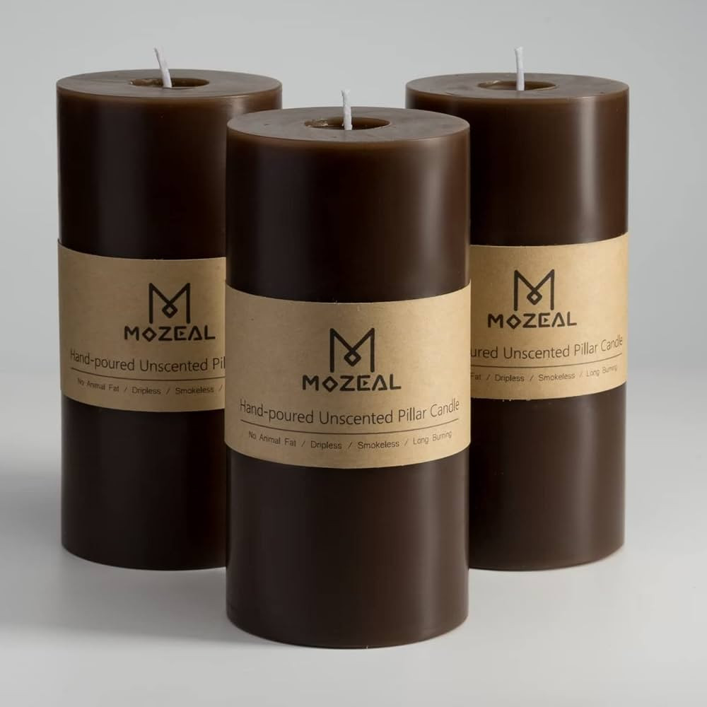 3" x 6" Hand-Poured Unscented Candle,Dripless Pillar Candle Set of 3,Long Lasting Burning,Approx ... | Amazon (US)