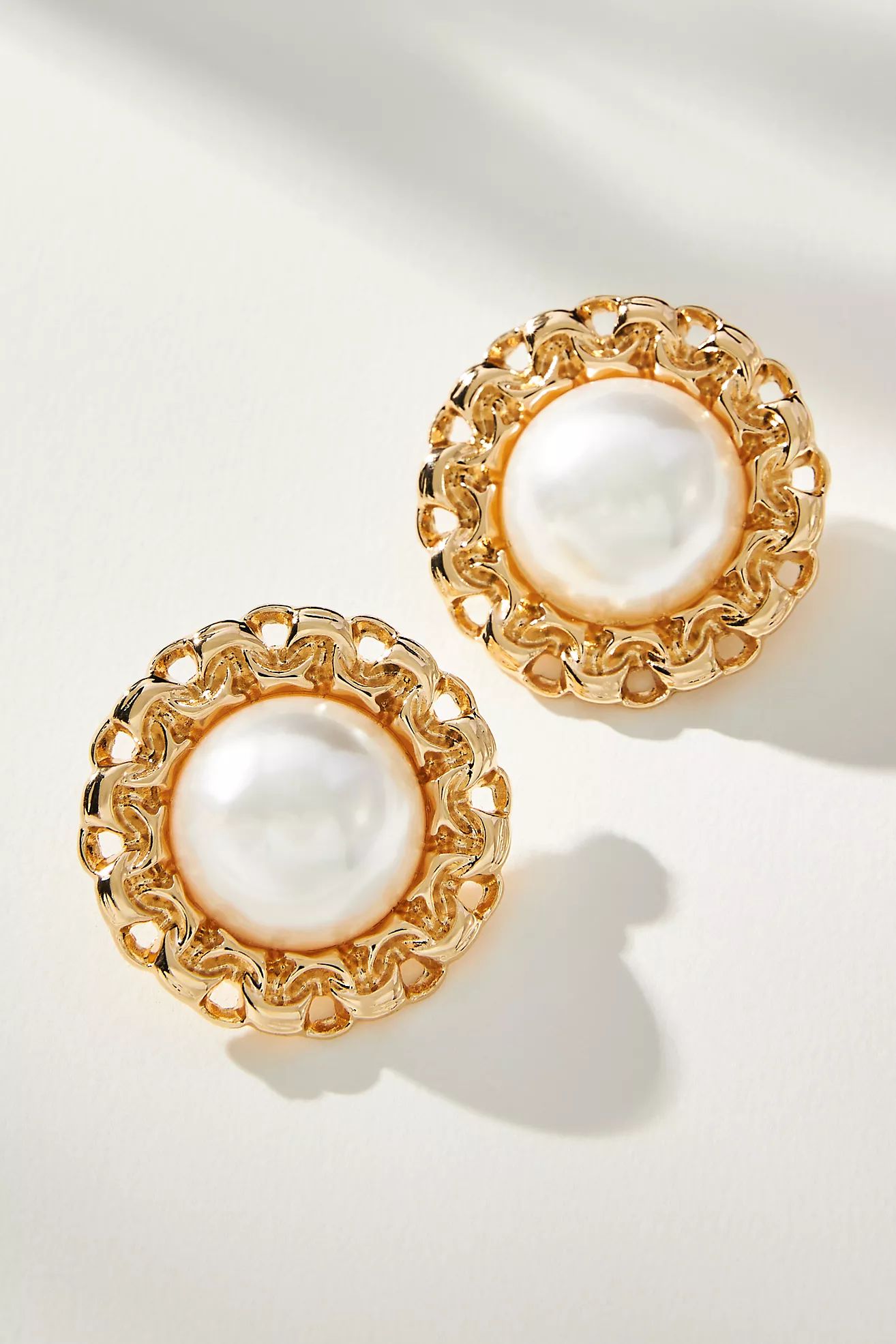 Pearl Button Post Earrings | Anthropologie (US)