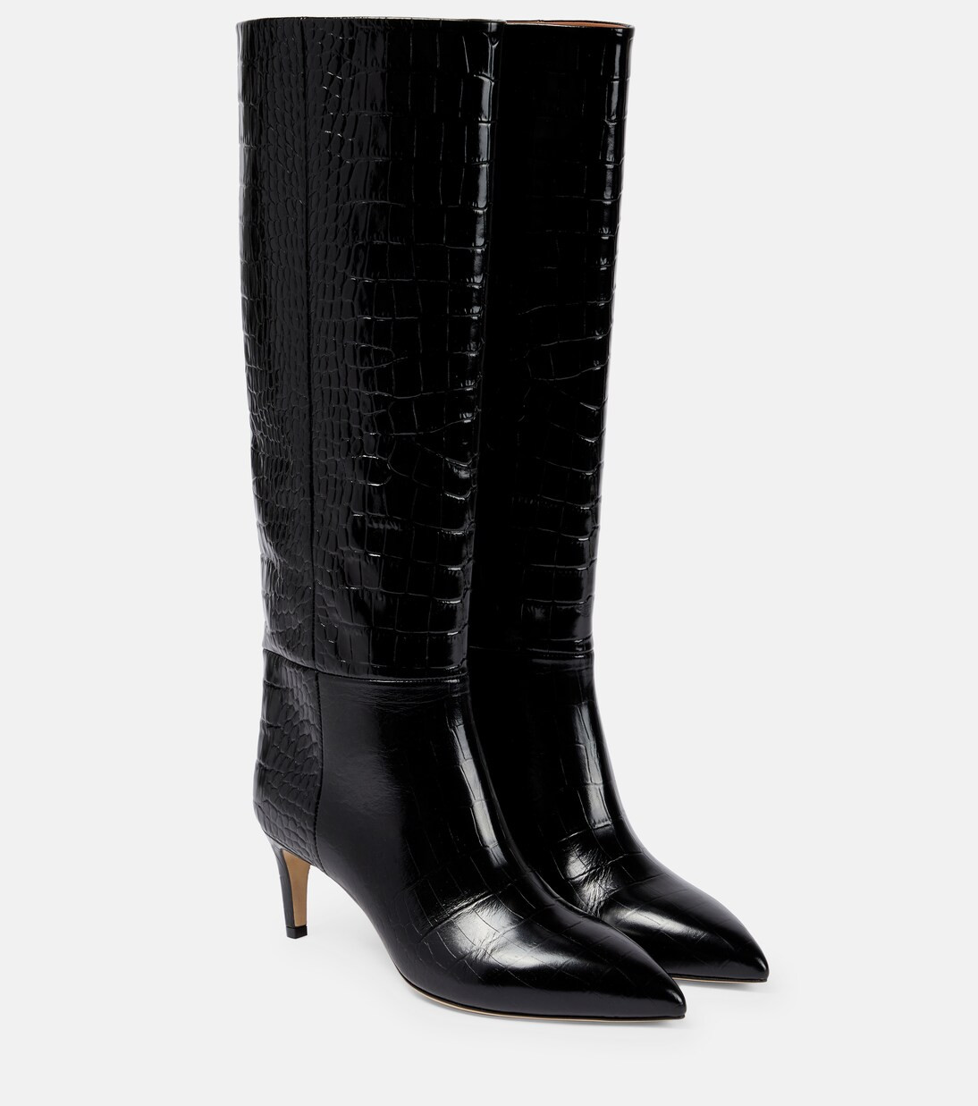 Croc-effect leather knee-high boots | Mytheresa (US/CA)