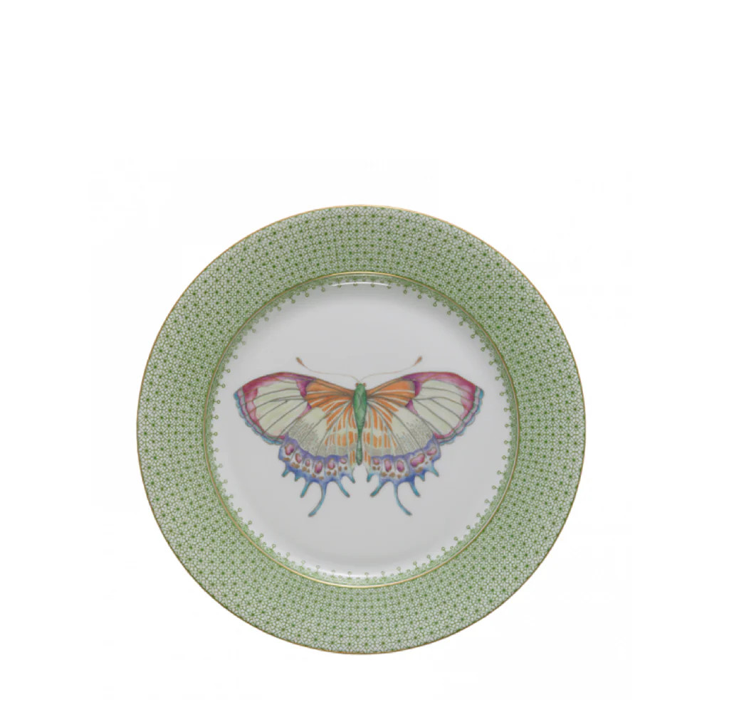 Lace Butterfly Accent Plate, Green Apple | Blue Print