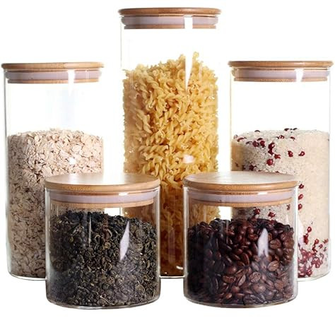 ComSaf Airtight Canisters for Bulk Food Storage Set of 3-17/22/43oz, BPA Free High Borosilicate G... | Amazon (US)