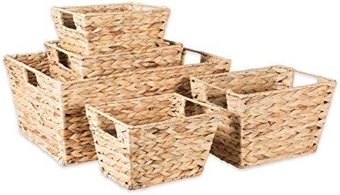 DII Hyacinth Collection Storage Baskets, Large Set, Assorted Sizes, Natural, 5 Piece | Amazon (US)