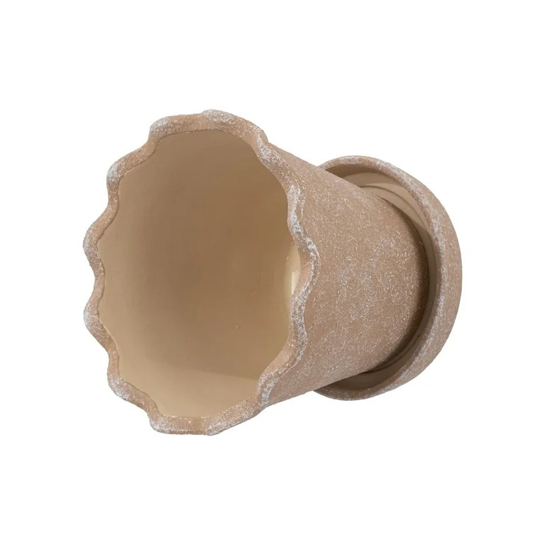 My Texas House 8 inch Ceramic Wave Planter, Brown | Walmart (US)