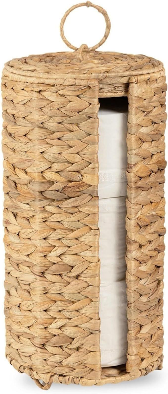 Wicker Toilet Paper Storage Stand with Lid - Rattan Toilet Paper Holder with Storage - Boho Woven... | Amazon (US)