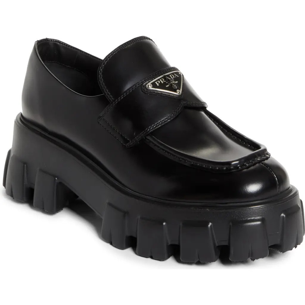 Prada Monolith Lug Sole Loafer in Nero at Nordstrom, Size 10.5Us | Nordstrom