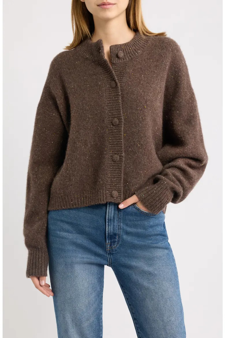 FRAME The Fleck Cardigan in Brown at Nordstrom, Size Medium | Nordstrom