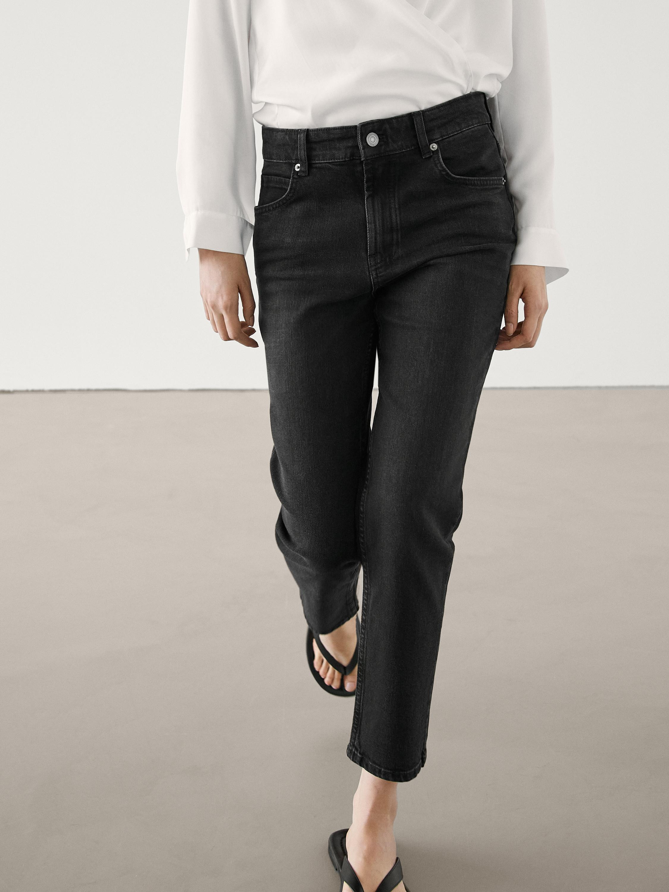 Slim fit mid-rise cropped jeans | Massimo Dutti UK