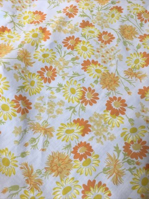 Vintage Twin Size Fitted Bed Sheet - Yellow Orange Green Floral Daisy Flowers | eBay US
