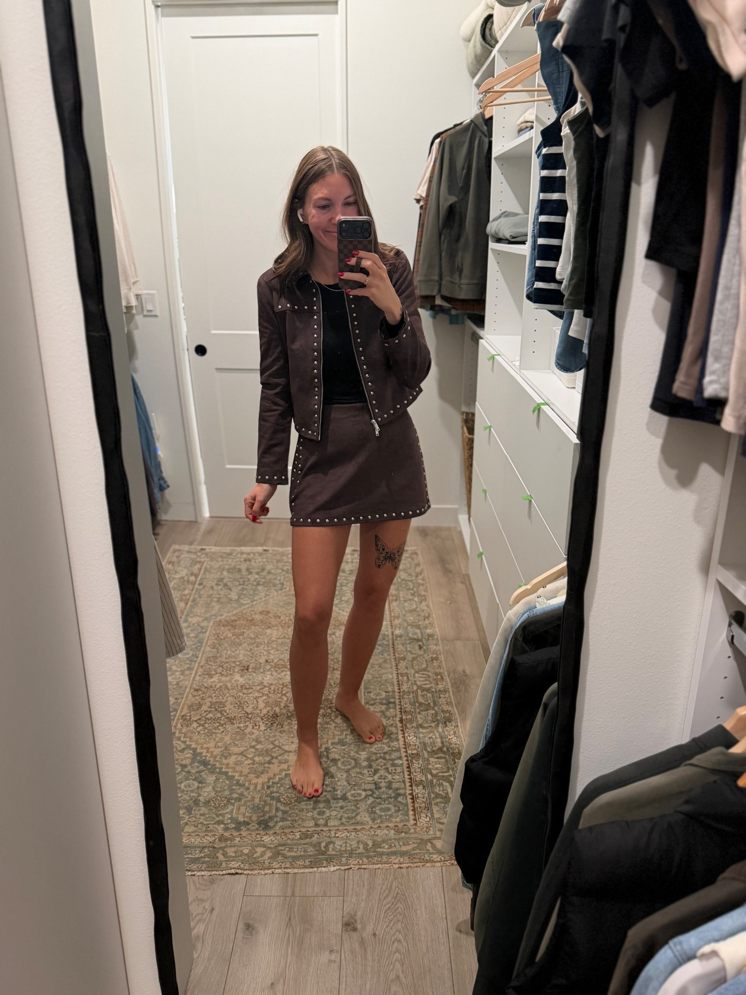 This vegan suede, matching skort and jacket from Abercrombie is on sale! Perfect concert or event outfit! Wearing a S in both. 

#LTKSaleAlert #LTKFindsUnder100 #LTKTall