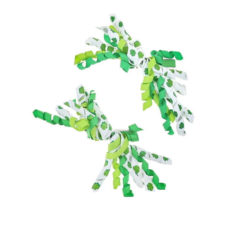 Way to Celebrate St. Patrick's Day Duo Ribbon Hair Bow, 2 Pieces | Walmart (US)