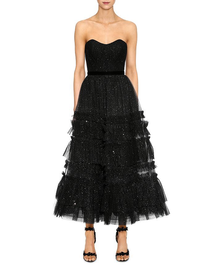 Strapless Tulle-Detail Midi Dress | Bloomingdale's (US)