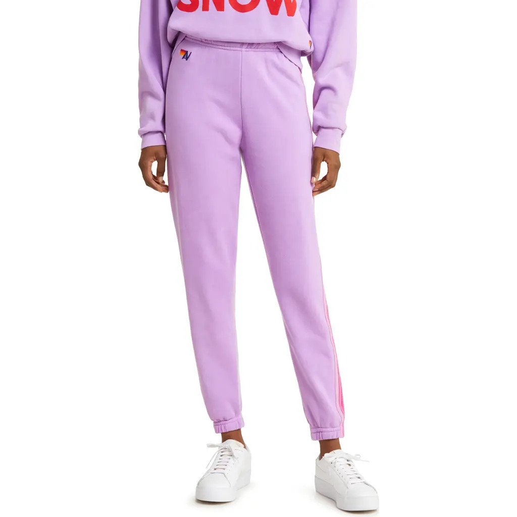Aviator Nation Stripe Sweatpants in Neon Purple/Pink at Nordstrom, Size Medium | Nordstrom