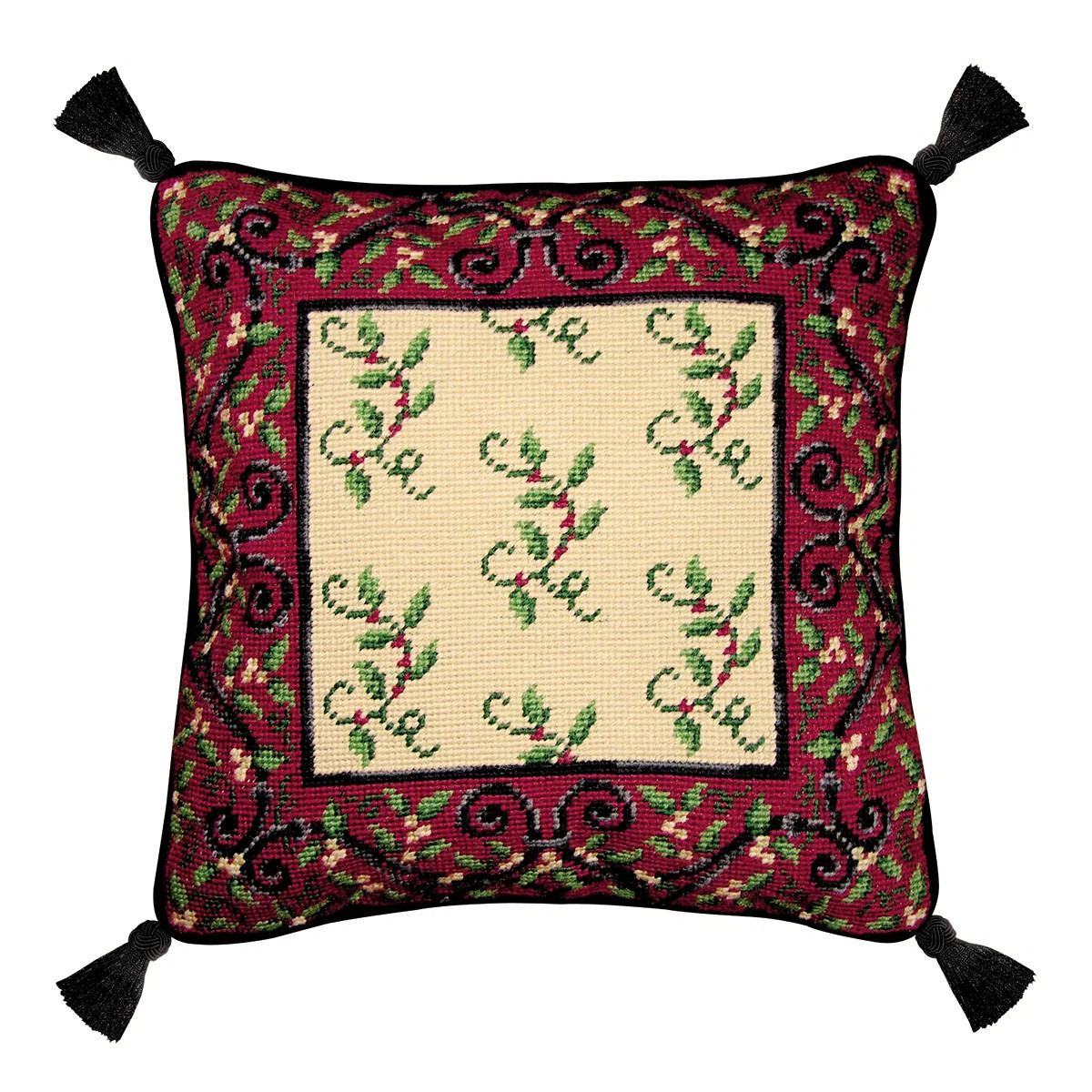 Holiday Garden Needlepoint Christmas Pillow | Wayfair North America