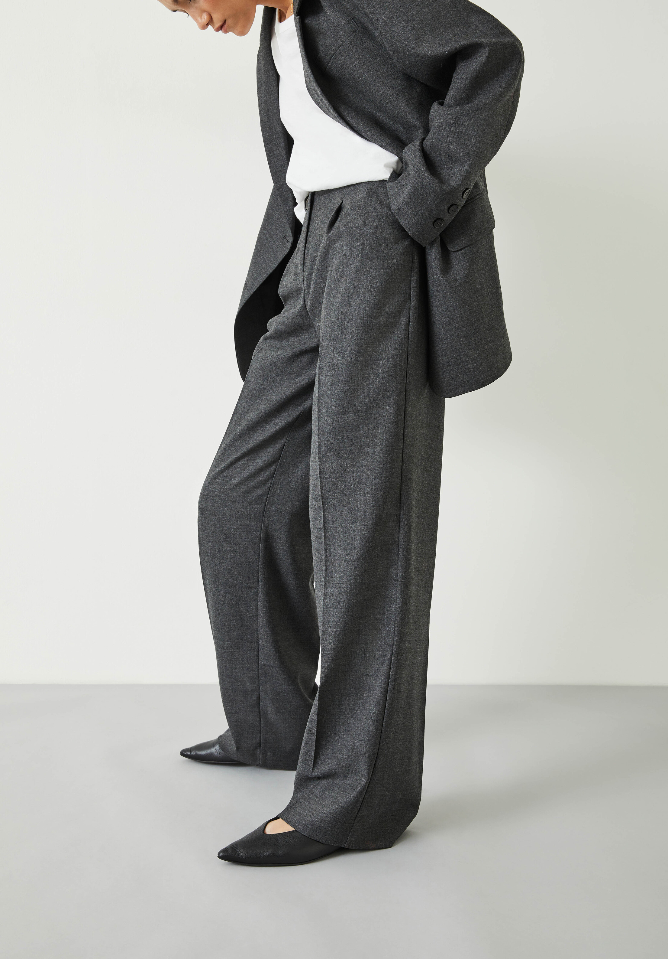 Carla Tailored Wide Leg Wool Blend Trousers | Hush UK