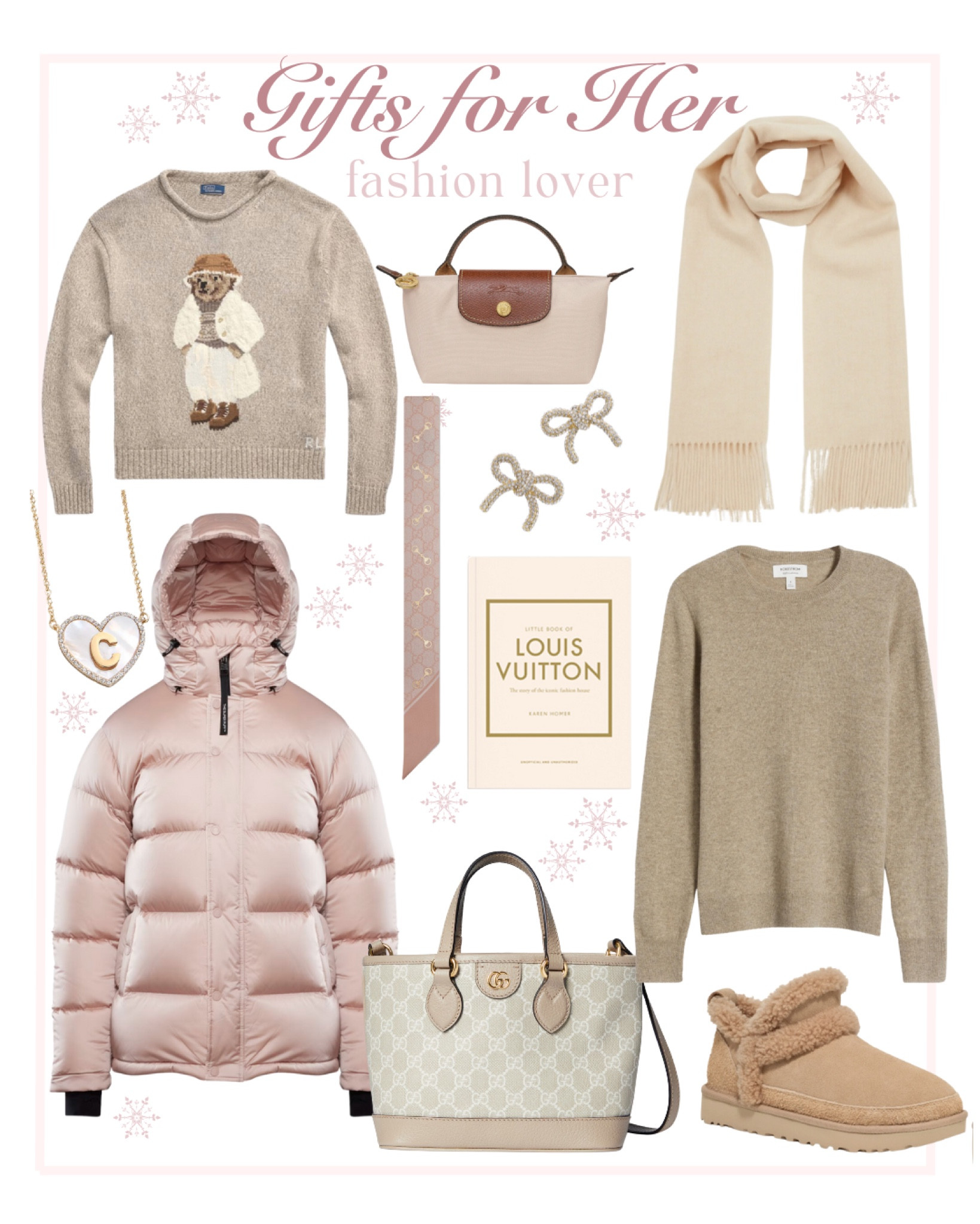 Christmas gift ideas for her 🎄🎀 fashion lover!
Polo Ralph Lauren bear sweater, Longchamp mini tote, aritzia super puff (TTS), Gucci bag, Ugg boots 

#LTKCyberWeek #LTKGiftGuide #LTKHoliday