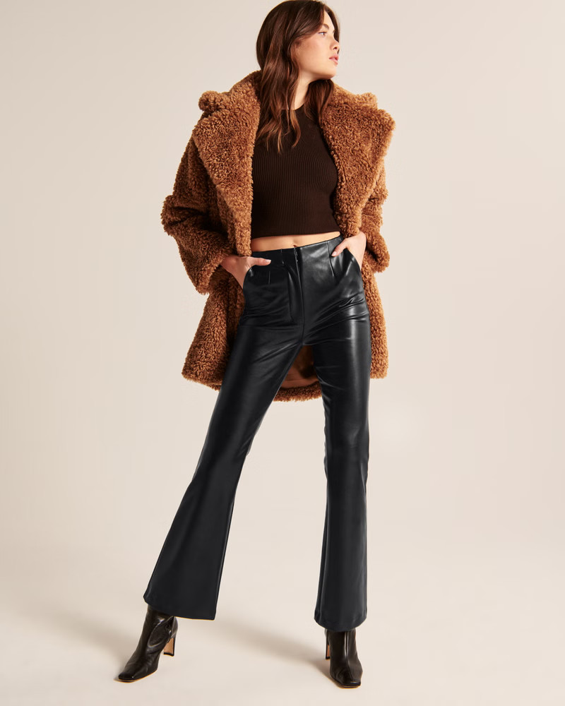 Women's Vegan Leather Slim Flare Pants | Women's Bottoms | Abercrombie.com | Abercrombie &amp; Fitch (US)