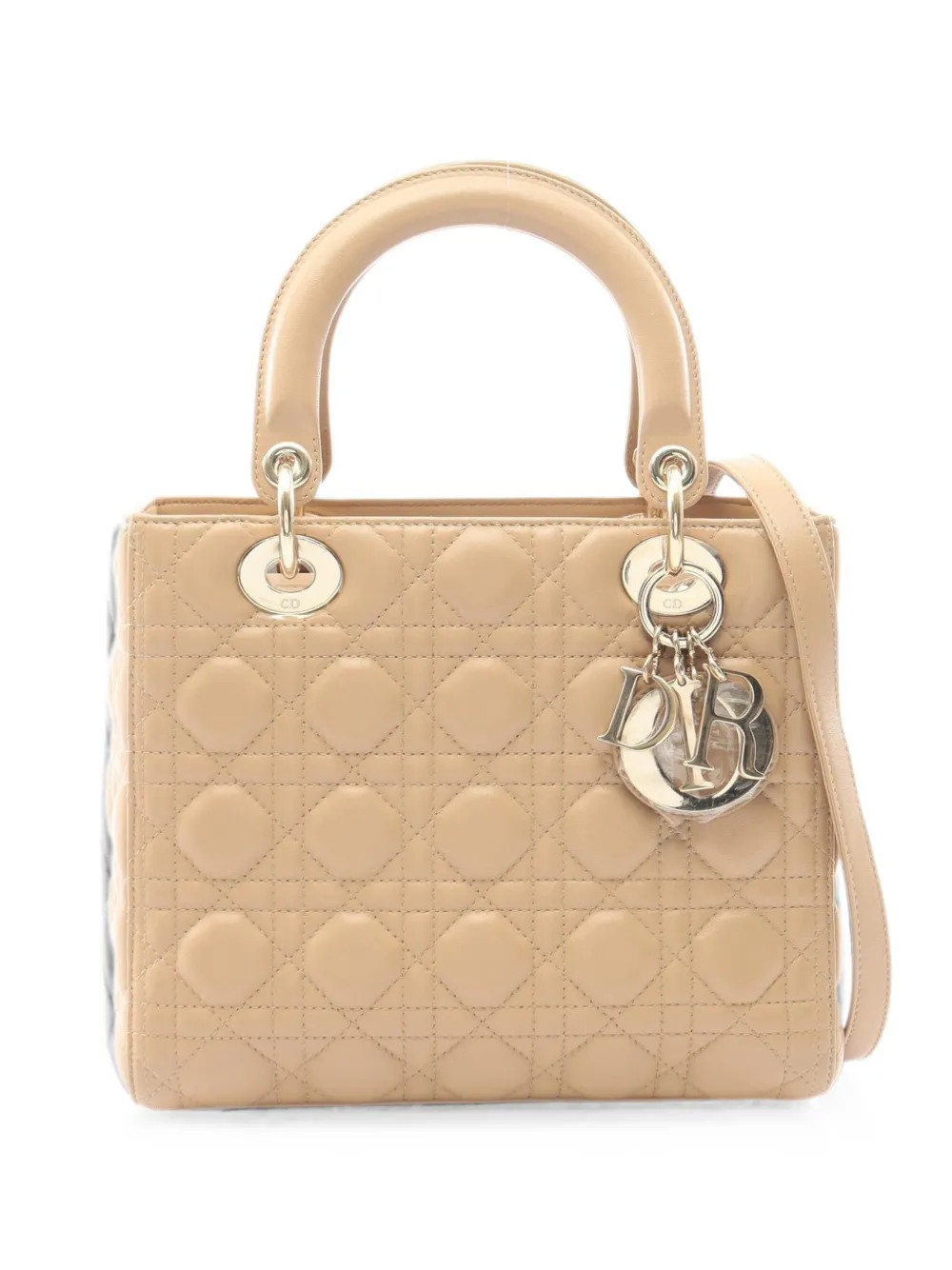 Christian Dior Pre-Owned 2000s Lady Dior Cannage handbag - Neutrals | Farfetch Global