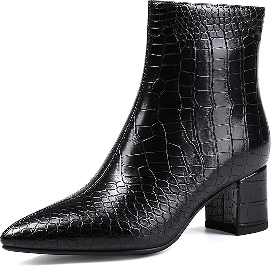 Women's Ankle Boots Pointed Toe Chunky Block Heel Short Boots for Women Low Heeled Booties | Amazon (US)