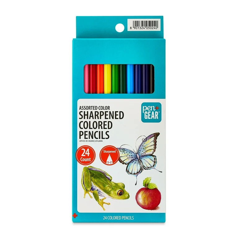 Pen+Gear Sharpened Colored Pencils, Assorted Colors, 24 Count | Walmart (US)