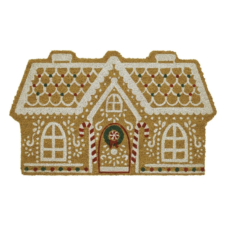 My Texas House Multi Gingerbread Candy Cane Outdoor Coir Doormat, 18" x 30" - Walmart.com | Walmart (US)
