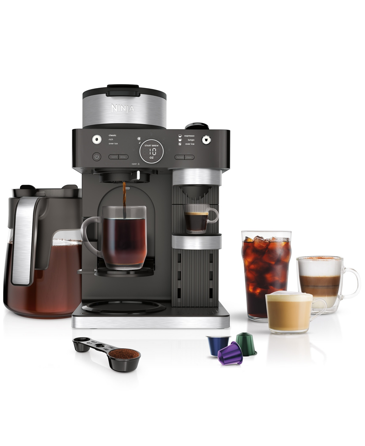 Ninja CFN601 Espresso & Coffee Barista System, Single-Serve Coffee & Nespresso Capsule Compatible - Black | Macy's