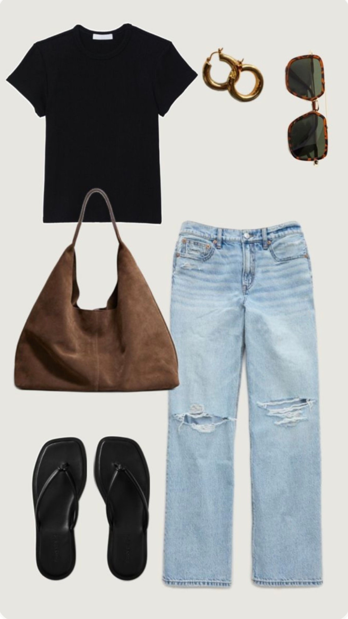 Denim jeans, basics, tee shirt, Birkenstock, tote bags, sunglasses, claw clips, summer outfits, summer style 2026, cute outfit, casual summer outfit,flip flops, spring outfit 
