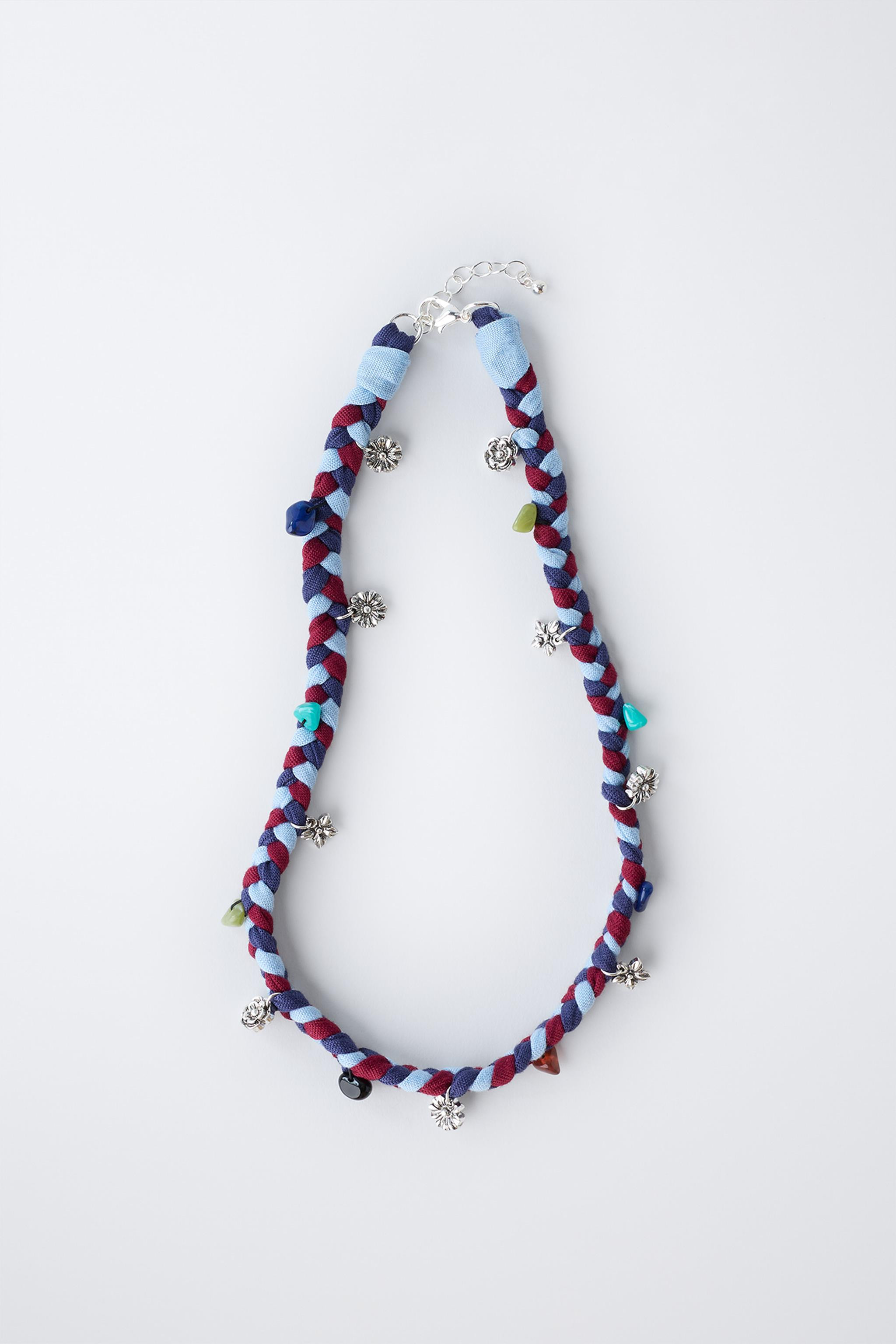 BRAIDED NECKLACE WITH FLOWER PENDANTS | Zara US