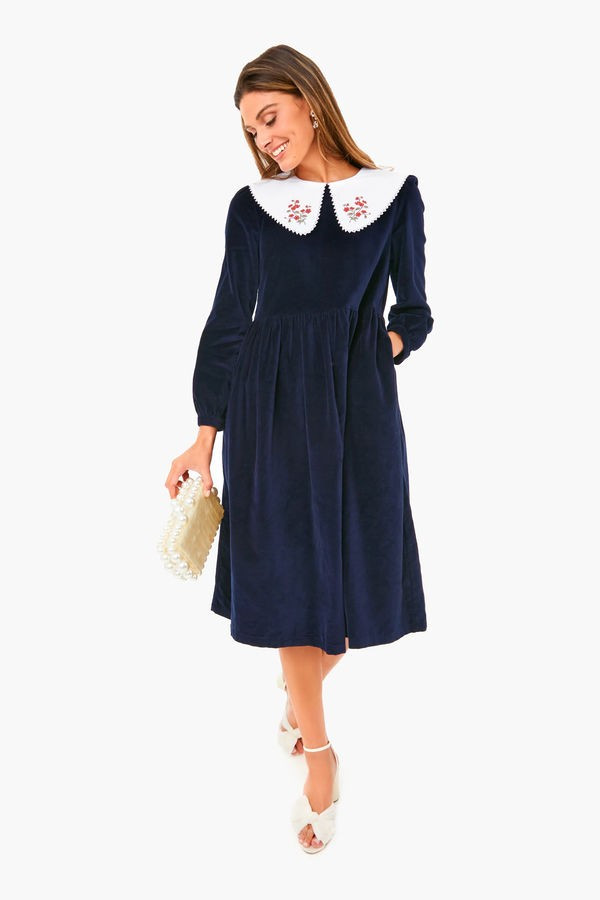 Navy Velvet Pasque Dress | Tuckernuck (US)