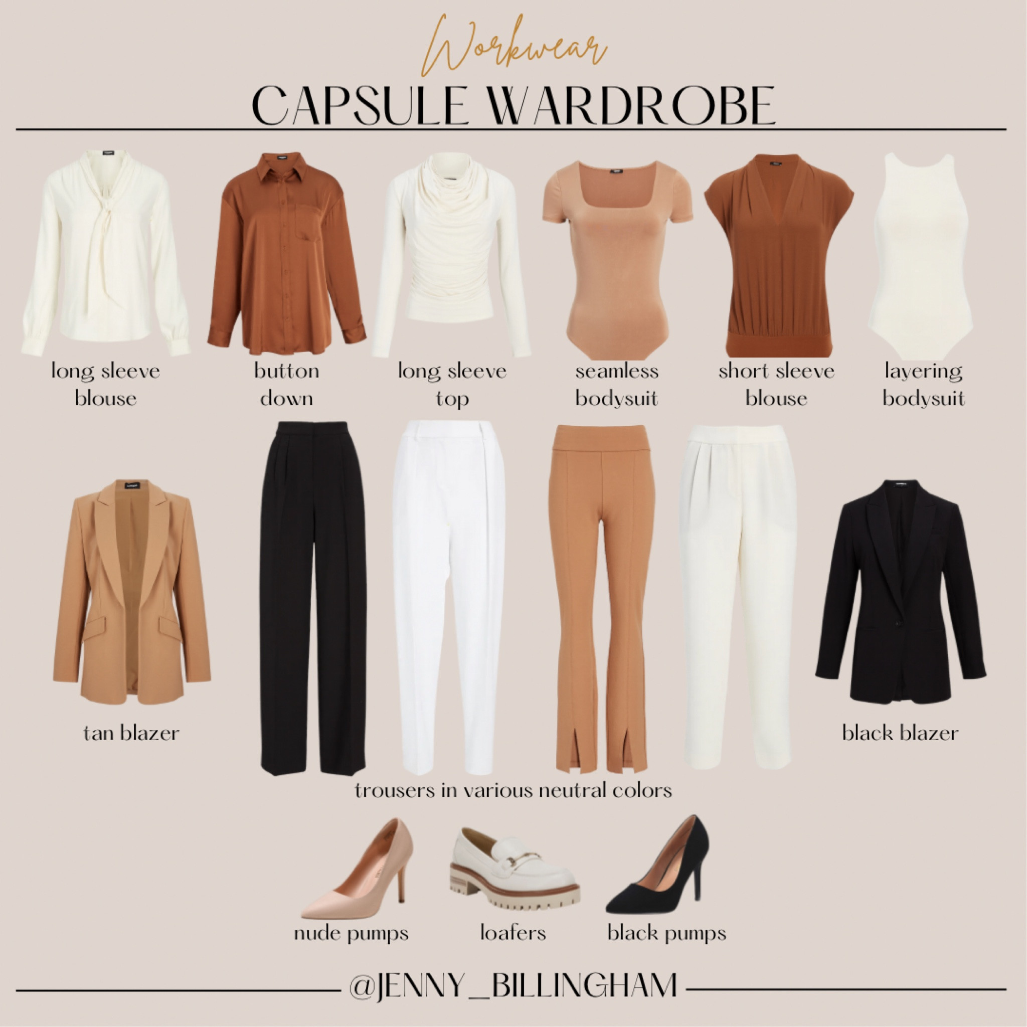 Workwear capsule wardrobe outfits / workwear pants / workwear blazer / workwear shoes / workwear heels / workwear bag / workwear purse / workwear accessories / business casual / business formal / professional workwear

#LTKunder50 #LTKunder100 #LTKworkwear