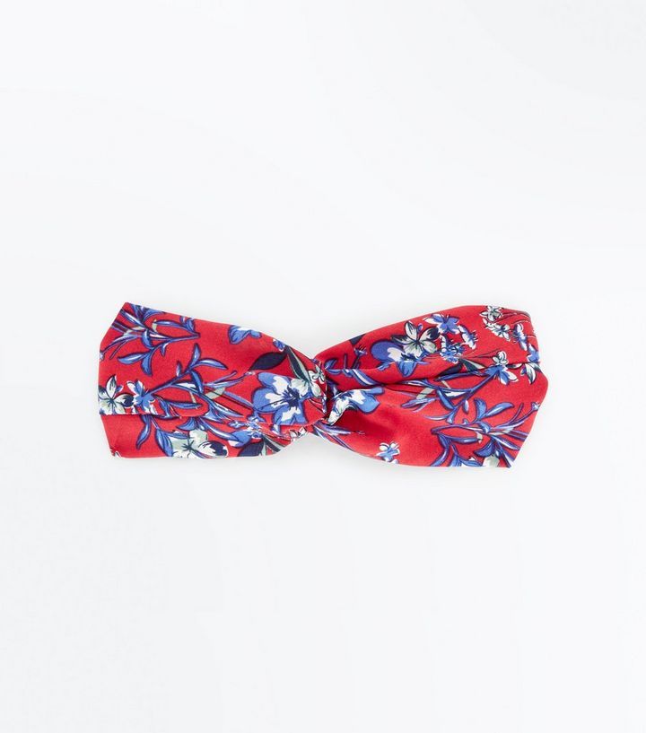 Red Floral Print Twist Knot Headband Add to Saved Items Remove from Saved Items | New Look (UK)