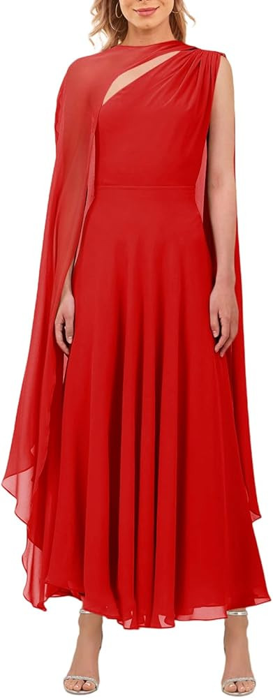 Aisbei Women's Elegant One Shoulder A Line Flowy Maxi Dress Evening Gowns Party Formal Wedding Gu... | Amazon (US)