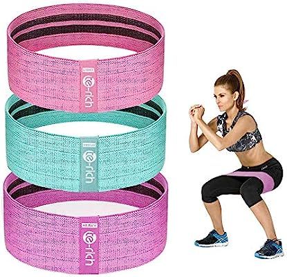 Te-Rich Resistance Bands for Legs and Butt, Fabric Workout Loop Bands, Set of 3 | Amazon (US)
