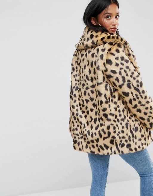 ASOS PETITE Faux Fur Coat in Leopard | ASOS US