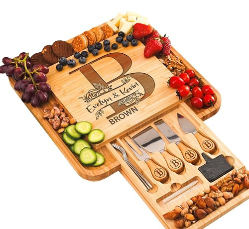 Personalized Charcuterie Board Gifts Set, Custom Large Cheese Board, Charcuterie Board for Wedding, Anniversary, Birthday, Housewarming, Engagement, Party, New Home Gift Couple, Fathers Day, Christmas | Amazon (US)