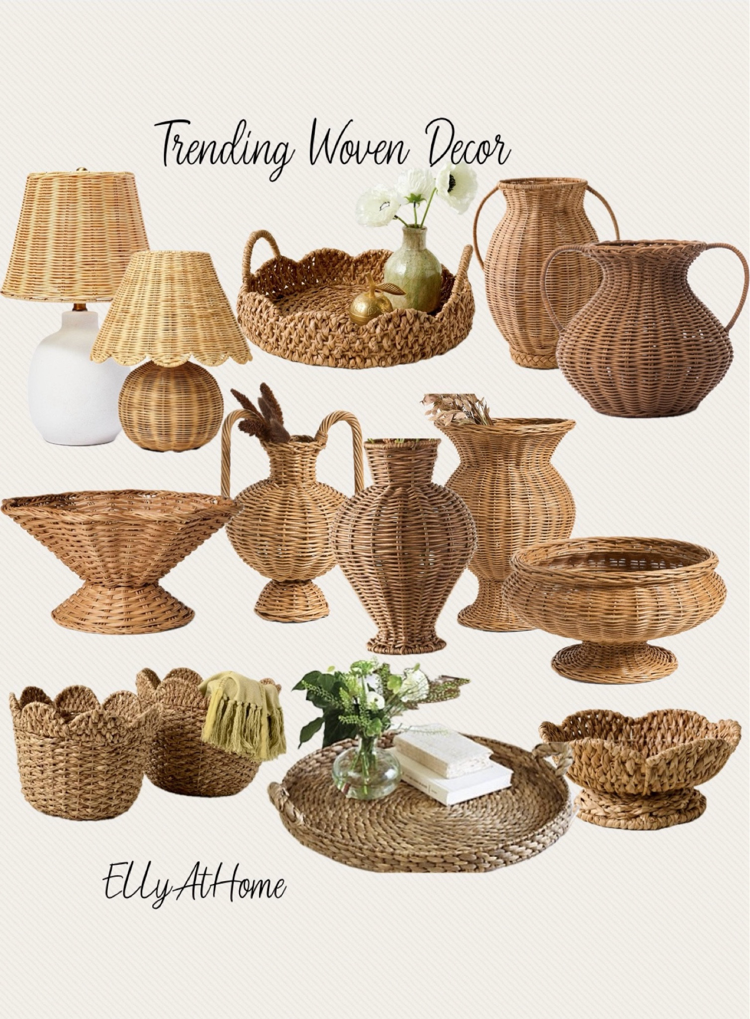 Trending woven, rattan decor in a variety of styles for spring styling. Shop bowls, vases, baskets, table lamps, Home decor accessories. New from Crate & Barrel, Target, McGee & Co, Magnolia, Ballard Designs. 

#LTKSaleAlert #LTKHome #LTKFindsUnder50