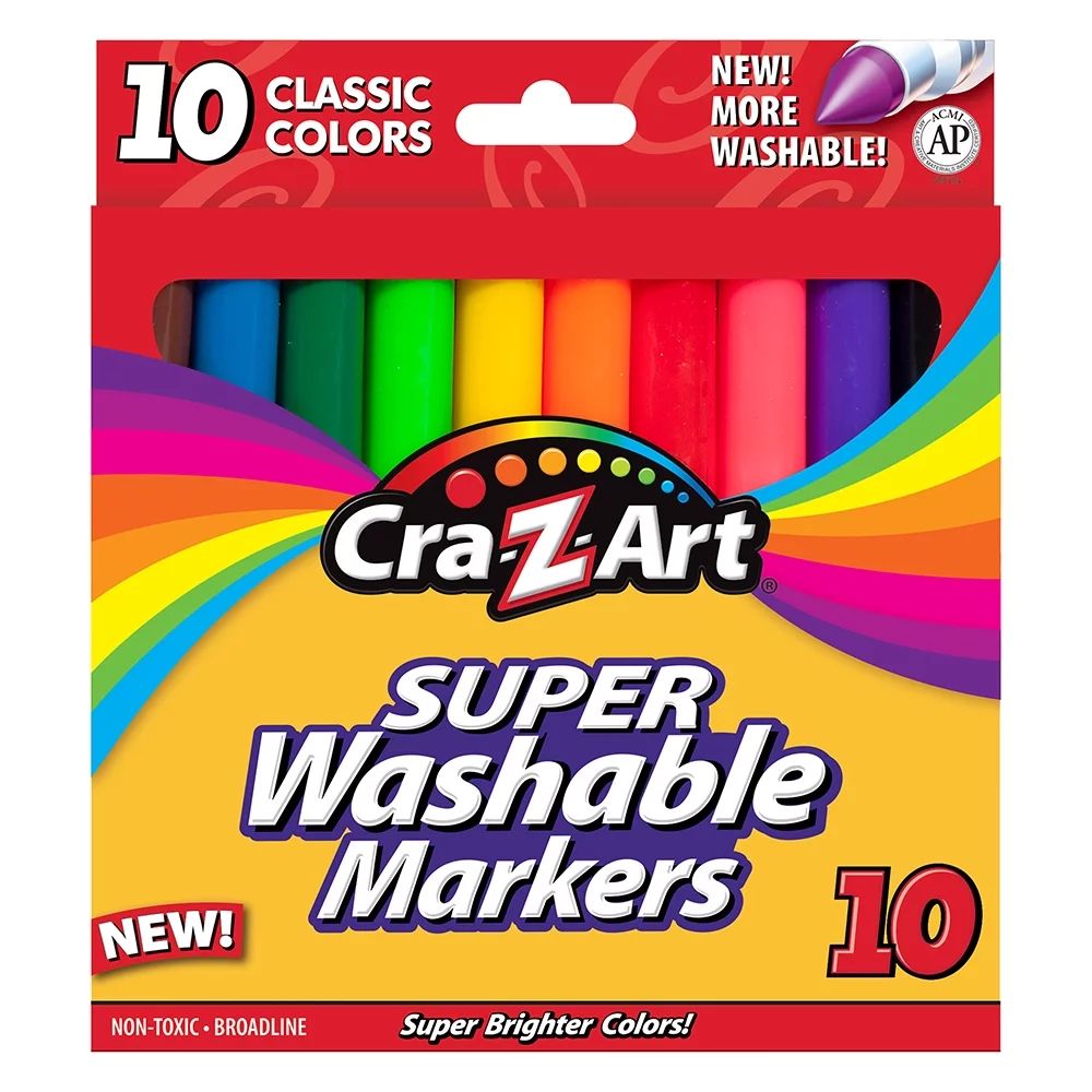 Cra-Z-Art Classic Broadline Washable Markers, 10 Count, Assorted Colors | Walmart (US)