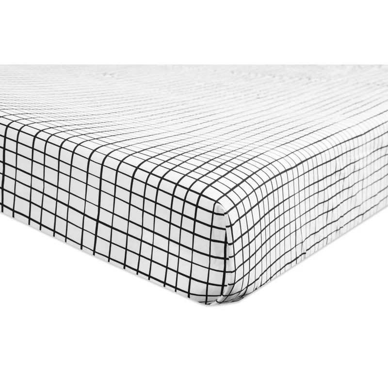 Tuxedo Monochrome Grid Fitted Crib Sheet | Wayfair North America