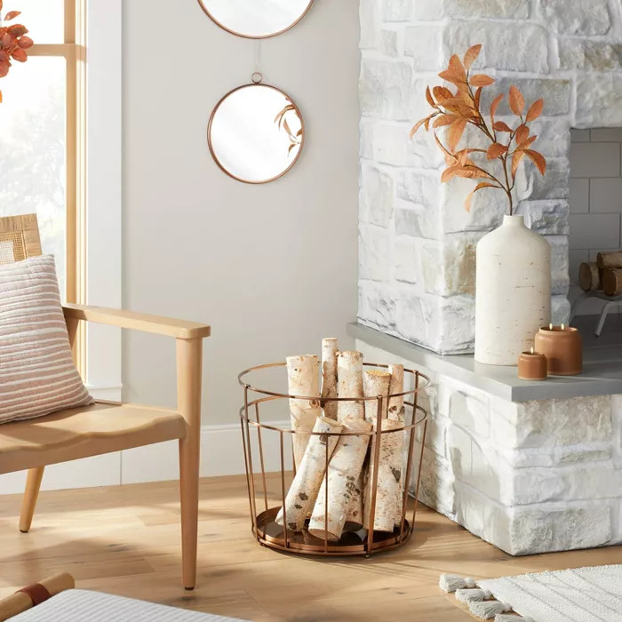 Copper Finish Metal Firewood Basket - Hearth & Hand™ with Magnolia | Target