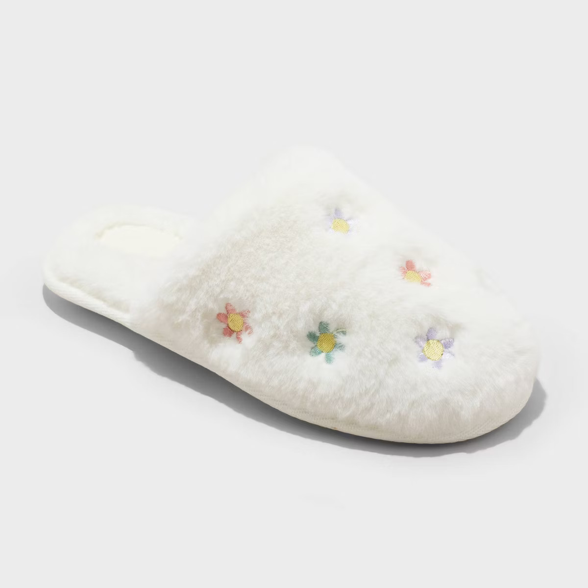 Kids' Pippa Embroidered Flower Slippers - Cat & Jack™ Cream M | Target