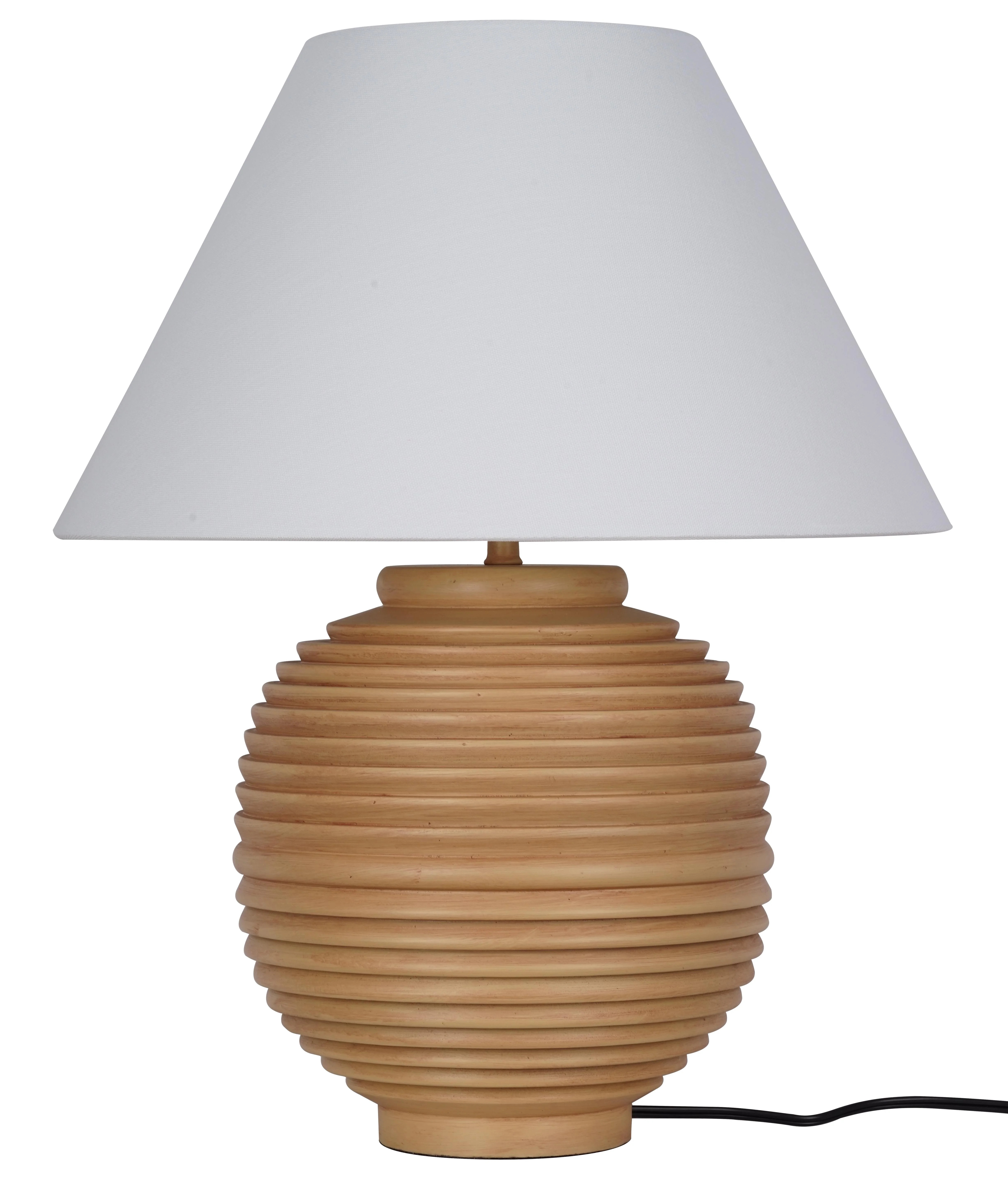 My Texas House 22" Natural Finish Ribbed Urn Table Lamp with White Empire Shade | Walmart (US)