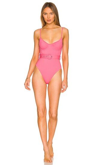 Noa Belted Bustier One Piece in Flamingo | Revolve Clothing (Global)