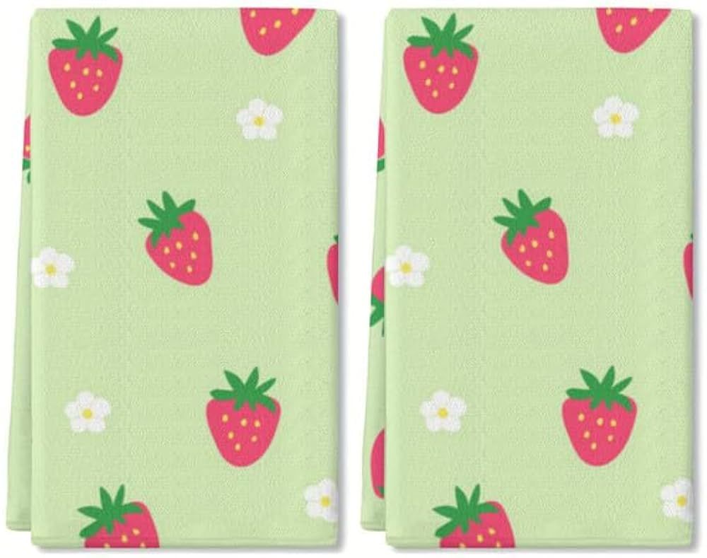 Kitchen Dish Towel 16 x 24 Inch Strawberry Fruit Dishcloth Watercolor Fruit Decorative Hand Dryin... | Amazon (US)