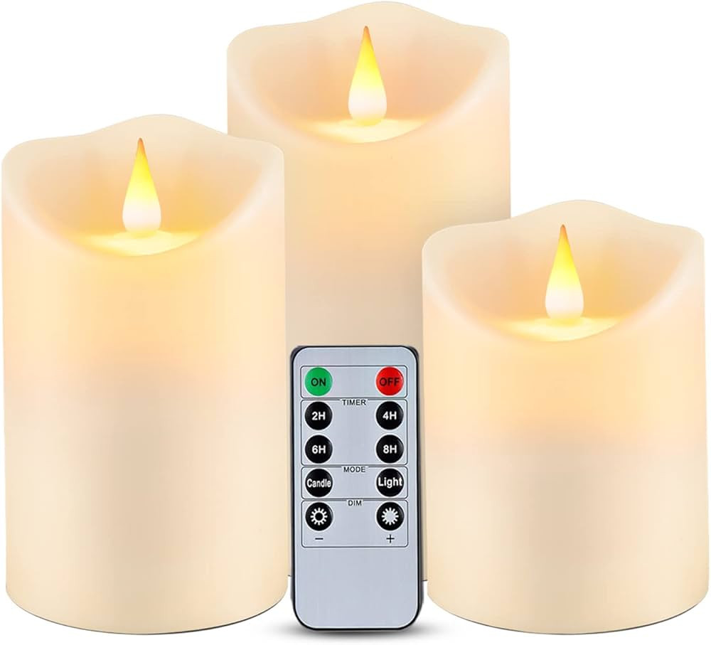 Waterproof Flickering Flameless Candles, Outdoor Indoor Battery Operated LED Candles with Remote ... | Amazon (US)