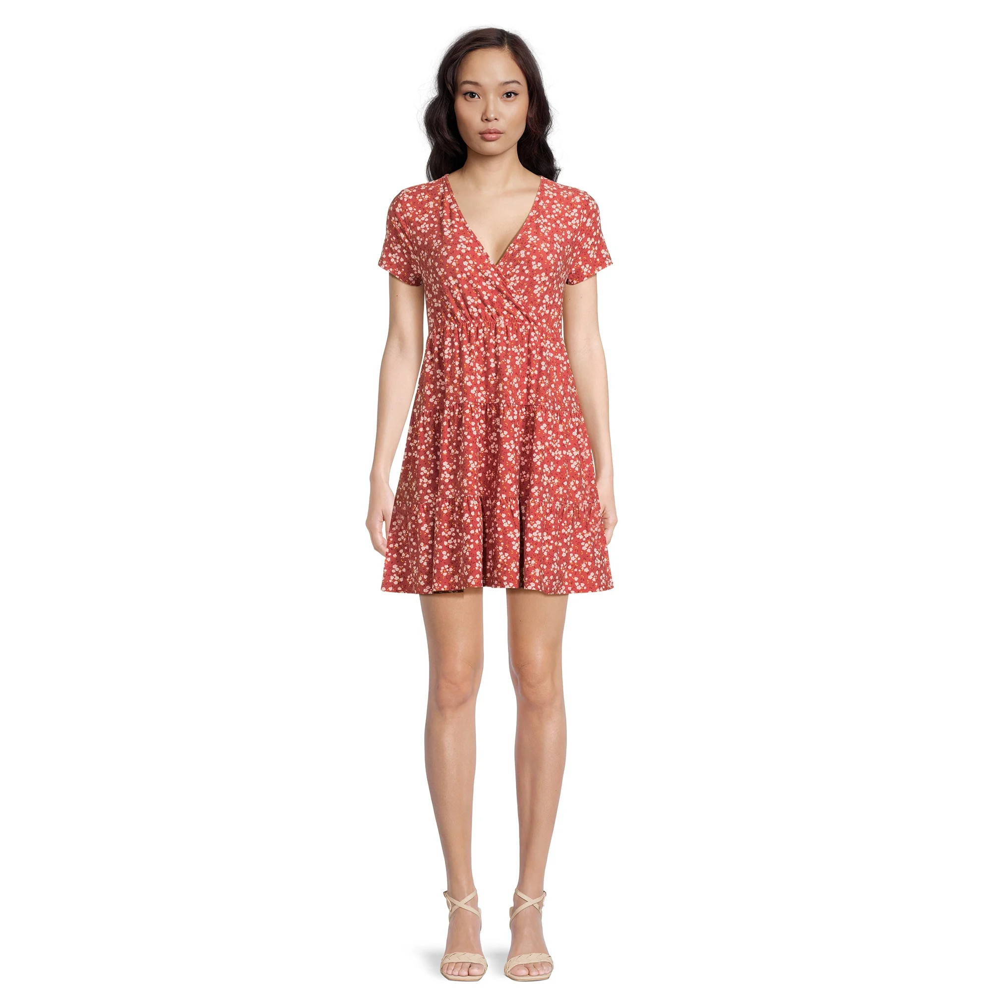 No Boundaries Juniors Surplice Babydoll Dress | Walmart (US)