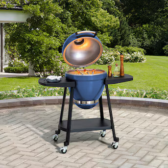 Sunjoy 386-Sq. in Navy Portable Charcoal Grill | Lowe's